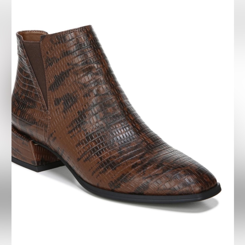 Franco Sarto Womens Nico Faux Leather Snake Print Ankle Boots